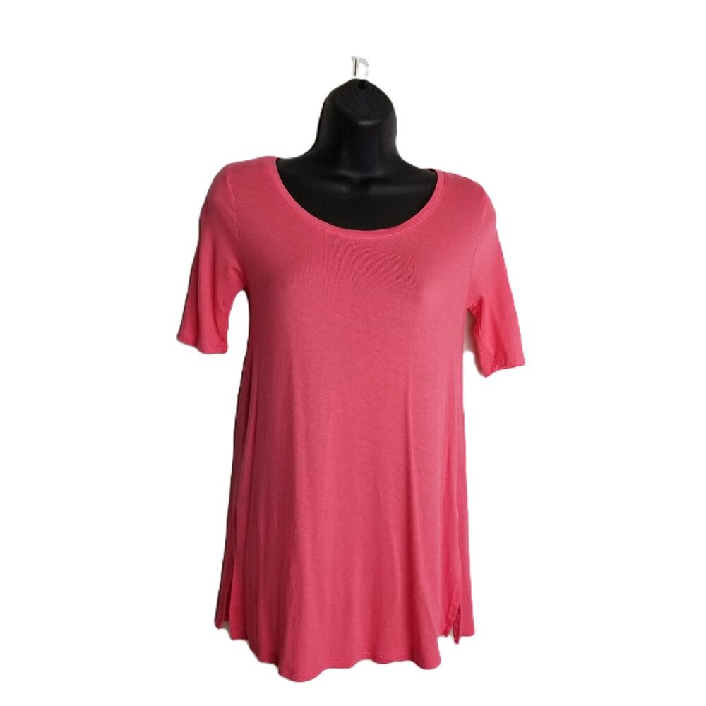 Coral Pink Soft Tunic Tee Womens XS SO Perfectly Soft Scoop Neck Stretch